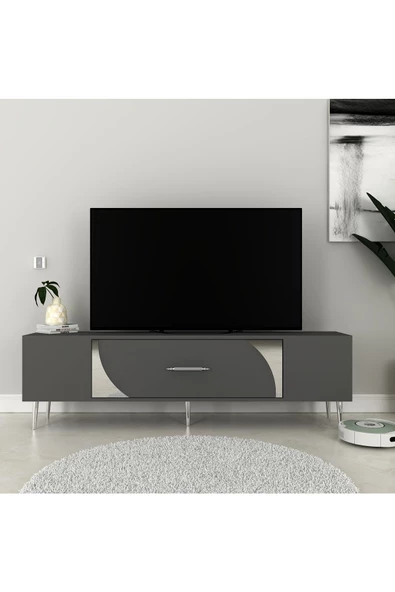 DEMONTE DECOR DEKOP2DD TV SEHPASI ANTRASİT-GÜMÜŞ