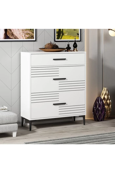 DEMONTE DECOR ALBERRTO ÇEKMECELİ ,2 KAPAKLI ŞİFONYER BEYAZ