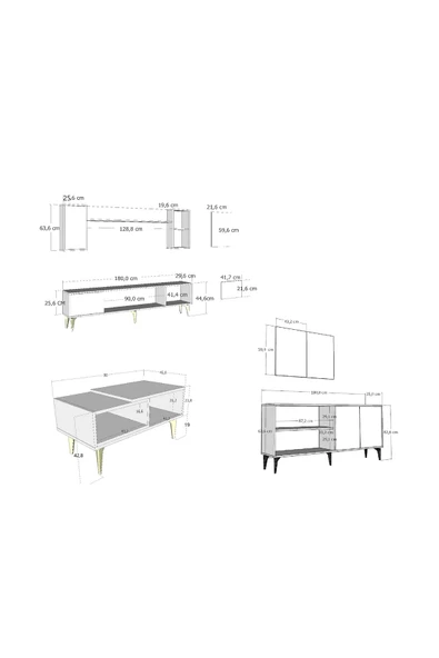 DEMONTE DECOR Sinta 180 Cm Şömineli(B) Tv Ünitesi, Konsol(KX180) Ve Orta Sehpa Salon Takımı Beyaz-beyaz - 2