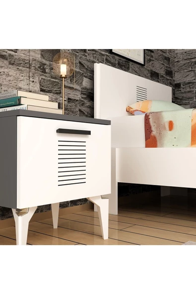 DEMONTE DECOR Asimo (L-G) Yatak ve Komidin Genç Odası Takımı ANTRASİT-BEYAZ - 2