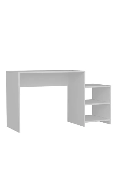 DEMONTE DECOR 2 Raflı Karen Çalışma Masası Beyaz - 4