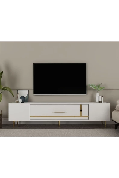 DEMONTE DECOR DEKOP1DD TV SEHPASI BEYAZ-ALTIN