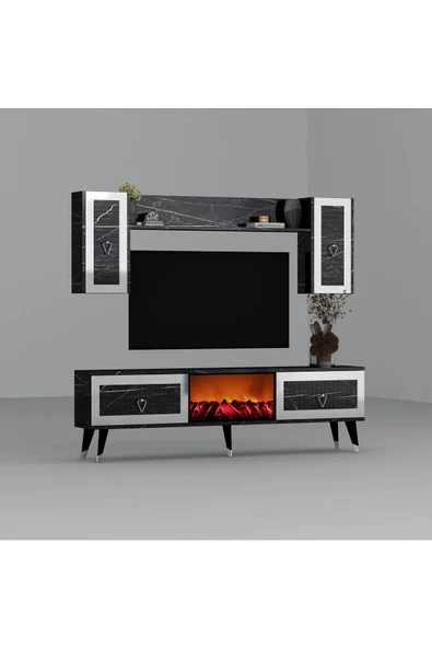 DEMONTE DECOR BORAA ŞÖMİNELİ TV ÜNİTESİ ROYALMERMER-GÜMÜŞ - 5