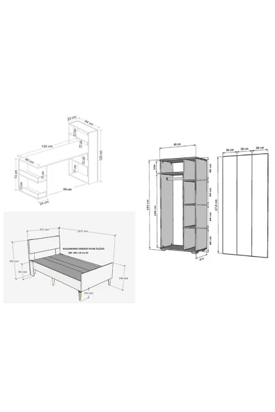 DEMONTE DECOR Nirvanna Çocuk Genç Odası (L-P-C) Antrasit-safirmeşe - 8