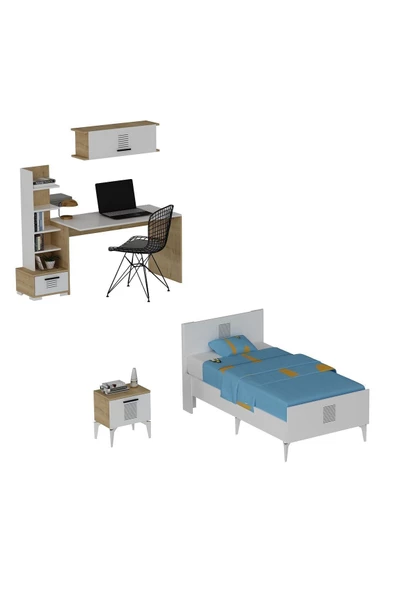 DEMONTE DECOR Asimo Çocuk Genç Odası Takımı (P-T-L-G) Safirmeşe-beyaz - 2