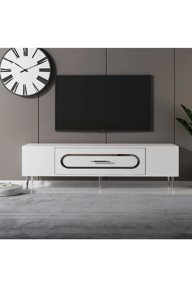 DEMONTE DECOR DEKOP3DD TV SEHPASI BEYAZ-GÜMÜŞ