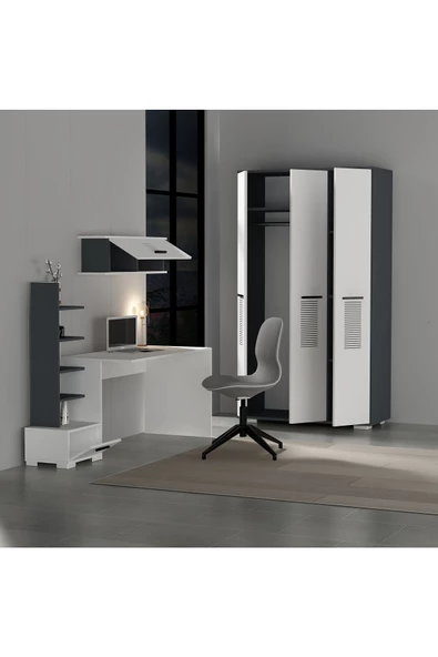 DEMONTE DECOR Asimo Çocuk Genç Odası Takımı (P-T-C) Antrasit-beyaz - 2