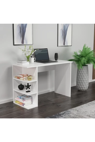 DEMONTE DECOR 3 Raflı Dora Çalışma Masası Beyaz-beyaz