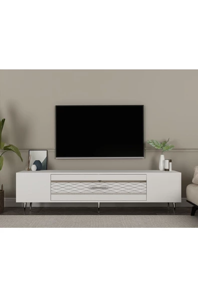 DEMONTE DECOR Dekolp2dd Tv Sehpasi Beyaz Gümüş