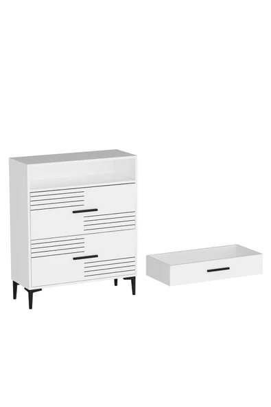 DEMONTE DECOR ALBERRTO ÇEKMECELİ ,2 KAPAKLI ŞİFONYER BEYAZ - 5