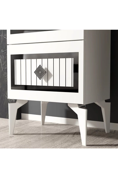 DEMONTE DECOR NORRA (H) 3 Kapaklı Etejer-şifonyer BEYAZ-GÜMÜŞ - 3