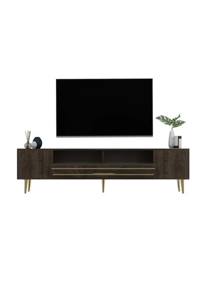 DEMONTE DECOR DEKOLP2DD TV SEHPASI CEVİZ-ALTIN - 5