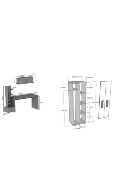 DEMONTE DECOR Asimo Çocuk Genç Odası Takımı (P-T-B) Beyaz-beyaz - 7