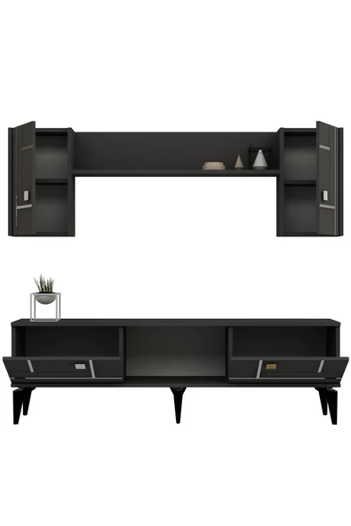 DEMONTE DECOR MADERA TV ÜNİTESİ,KONSOL ve ORTA SEHPA 3'LÜ SALON TAKIMI ANTRASİT-GÜMÜŞ - 6