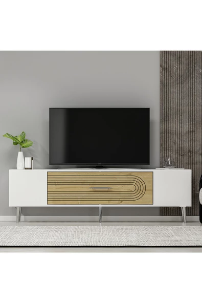 DEMONTE DECOR DEKOL3DD TV SEHPASI BEYAZ-SAFİRMEŞE-GÜMÜŞ