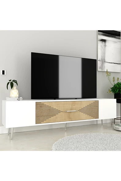 DEMONTE DECOR DEKOL1DD TV SEHPASI BEYAZ-SAFİR-GÜMÜŞ - 2