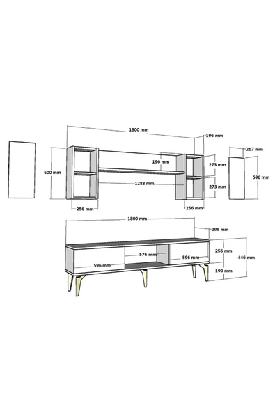 DEMONTE DECOR VANNESSA 180 CM  TV ÜNİTESİ TAKIMI BEYAZ-GÜMÜŞ - 8