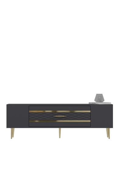 DEMONTE DECOR DEKOLP2DD TV SEHPASI ANTRASİT-ALTIN - 3