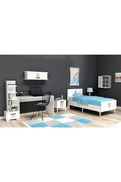 DEMONTE DECOR Asimo Çocuk Genç Odası Takımı (P-T-L-G) Beyaz-beyaz