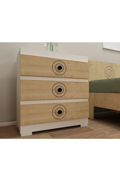 DEMONTE DECOR VALENS (S) 3 ÇEKMECELİ ÇOK AMAÇLI DOLAP, ŞİFONYER BEYAZ SAFİRMEŞE - 4