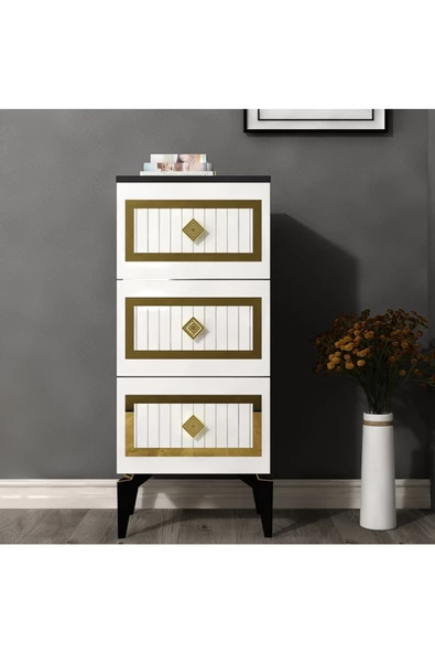 DEMONTE DECOR Norra Çocuk Genç Odası Takımı (H-B-L-P-R) Antrasit-Beyaz-Altın - 6