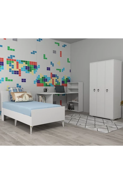 DEMONTE DECOR Nirvanna Çocuk Genç Odası (L-P-C) Beyaz-beyaz