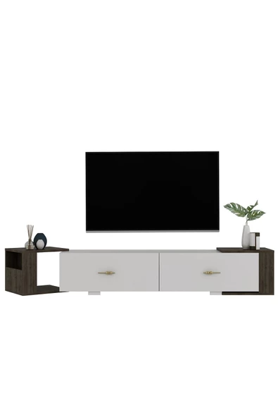 DEMONTE DECOR VERYDD 2'Lİ SALON TAKIMI 180 CM KONSOL (KX180) ve TV ÜNİTESİ BEYAZ-CEVİZ - 4
