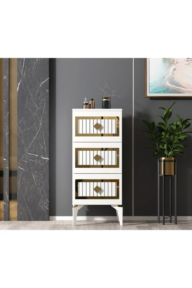 DEMONTE DECOR Norra Çocuk Genç Odası Takımı (H-B-L-P-R) Beyaz-Altın - 6
