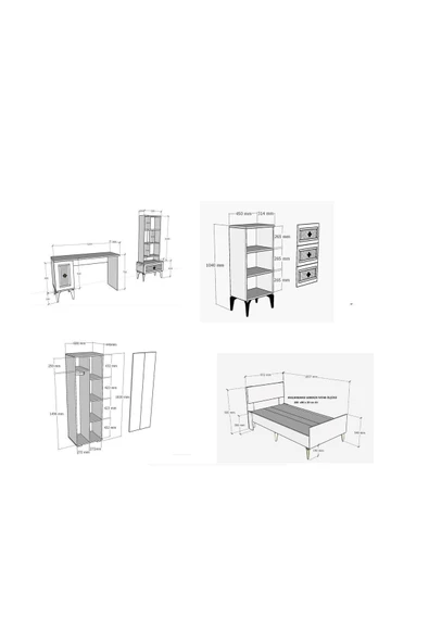 DEMONTE DECOR Norra Çocuk Genç Odası Takımı (H-B-L-P-R) Beyaz-Altın - 7