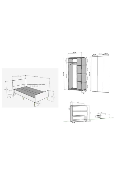 DEMONTE DECOR NİRVANNA ÇOCUK GENÇ ODASI TAKIMI (L-S-C) ANTRASİT-SAFİRMEŞE - 8