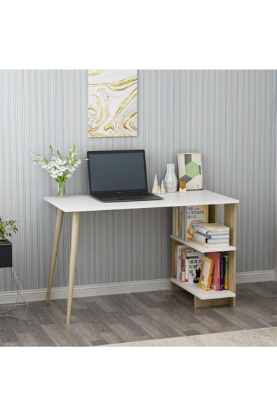 DEMONTE DECOR Elas Çalışma Masası Beyaz Safir-meşe - 5
