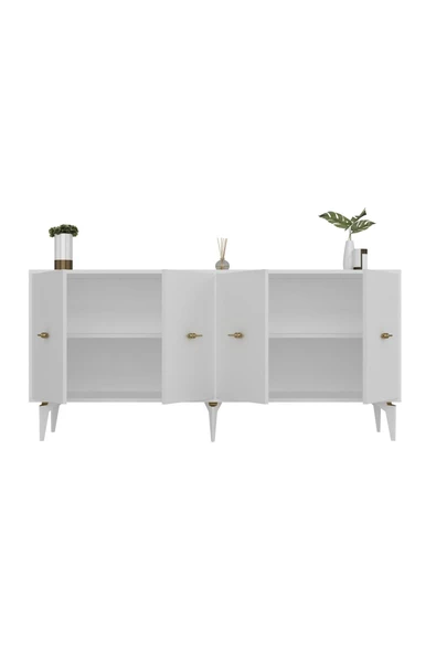 DEMONTE DECOR Sinta 180 Cm Şömineli(B) Tv Ünitesi, Konsol(KX180) Ve Orta Sehpa Salon Takımı Beyaz-beyaz - 6