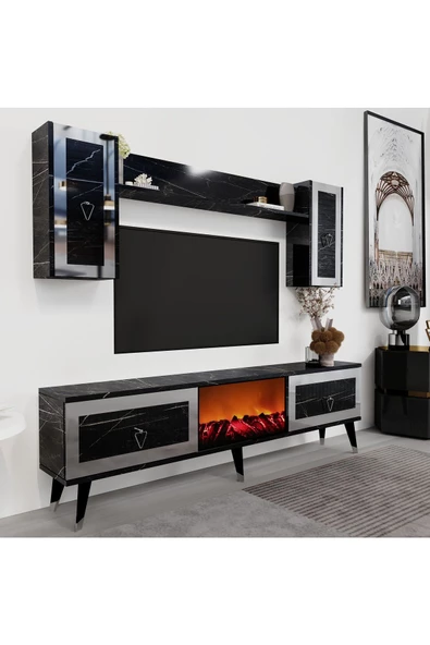 DEMONTE DECOR BORAA ŞÖMİNELİ TV ÜNİTESİ ROYALMERMER-GÜMÜŞ - 2