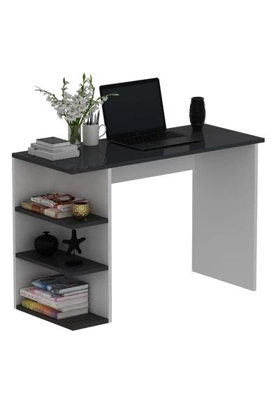 DEMONTE DECOR 3 Raflı Dora Çalışma Masası Beyaz-antrasit - 2