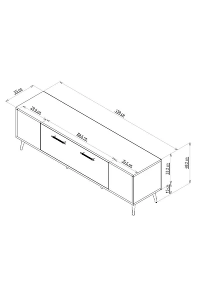 DEMONTE DECOR DETTAS TV ÜNİTESİ, 150 CM CEVİZ-GÜMÜŞ - 6
