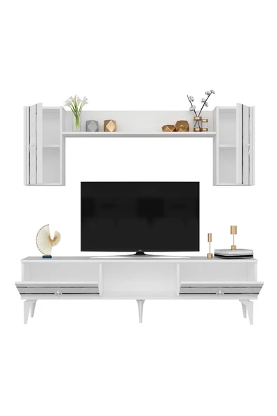DEMONTE DECOR PELİN TV ÜNİTESİ TAKIMI BEYAZ-GÜMÜŞ - 6