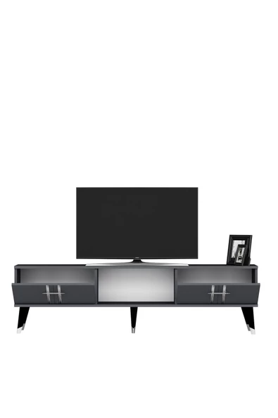 DEMONTE DECOR ASSEL TV SEHPASI (ALT MODÜL) ANTRASİT-GÜMÜŞ - 5