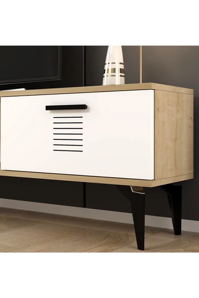 DEMONTE DECOR ASİMO TV ÜNİTESİ ŞÖMİNELİ TAKIM SAFİRMEŞE BEYAZ - 4