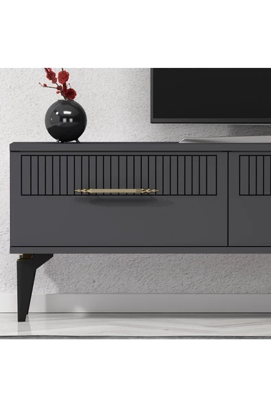 DEMONTE DECOR Alvin 180 Cm Tv Sehpası Antrasit Antrasit - 3