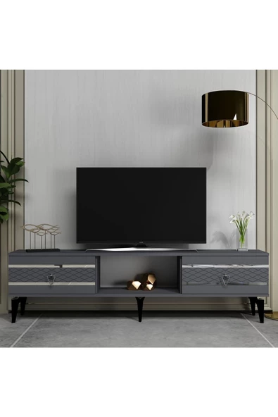 DEMONTE DECOR PELİN TV SEHPASI ANTRASİT-GÜMÜŞ