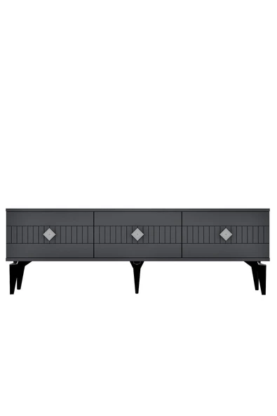 DEMONTE DECOR NORRA 180 CM TV SEHPASI (ALT MODÜL) ANTRASİT-GÜMÜŞ - 5