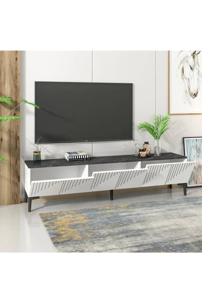 DEMONTE DECOR Artemis Tv Ünitesi Beyaz-royalmermer - 5