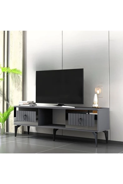 DEMONTE DECOR LİNDA TV SEHPASI (ALT MODÜL) ANTRASİT-GÜMÜŞ