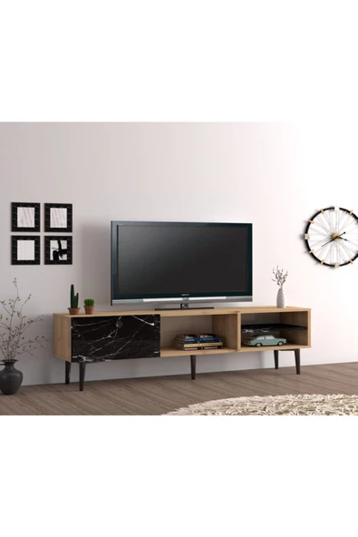 DEMONTE DECOR Safir Meşe Royal Mermer Lipa Tv Ünitesi