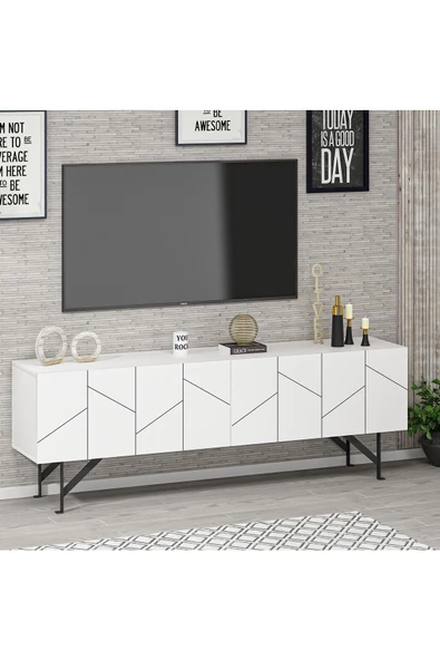DEMONTE DECOR 2 Kapaklı Onsa Tv Ünitesi Beyaz-beyaz