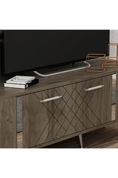 DEMONTE DECOR DETTAS TV ÜNİTESİ, 150 CM CEVİZ-GÜMÜŞ - 3