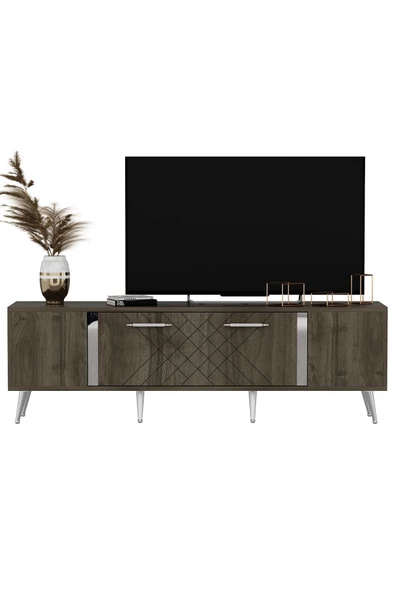 DEMONTE DECOR DETTAS TV ÜNİTESİ, 150 CM CEVİZ-GÜMÜŞ - 4