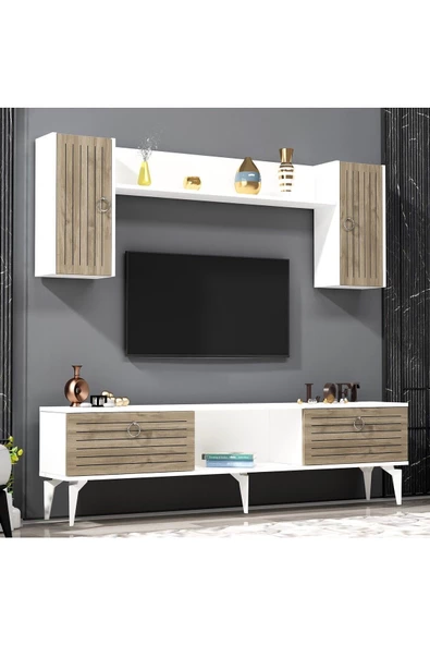 DEMONTE DECOR ARONA TV ÜNİTESİ BEYAZ CEVİZ - 2