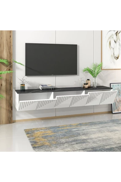 DEMONTE DECOR Artemis Tv Ünitesi Beyaz-royalmermer - 2