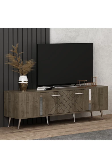 DEMONTE DECOR DETTAS TV ÜNİTESİ, 150 CM CEVİZ-GÜMÜŞ - 2